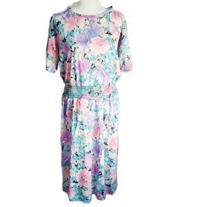 Vintage 70's Bright Tropical Shirt Waist Dress